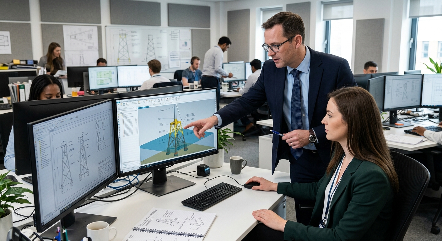 Engineers reviewing a CAD model together